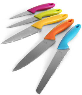 Five steel kitchen knives